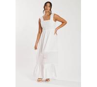 Palm Broderie Tie Back Maxi Dress South Beach White 14