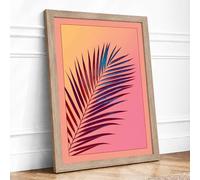 Palm Frond in Bloom Botanical Framed Wall Art Print A2 (59.4×42cm) Oak, Wall Decor for Living Room, Bedroom, Office & Home, Ready to Hang, Art Gift