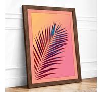 Palm Frond in Bloom Botanical Framed Wall Art Print A2 (59.4×42cm) Walnut, Wall Decor for Living Room, Bedroom, Office & Home, Ready to Hang, Art Gift