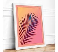 Palm Frond in Bloom Botanical Framed Wall Art Print A4 (29.7×21cm) White, Wall Decor for Living Room, Bedroom, Office & Home, Ready to Hang, Art Gift