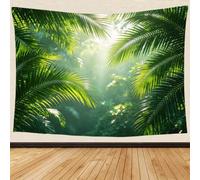 Palm Frond Tapestry Wall Hanging for Bedroom Room Decor 150x150cm | Polyester Fabric, 3D Print Sunlit Jungle Wall Art, Aesthetic Room Decor Tapestries for Living Room, Dorm