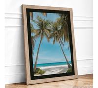 Palm Gateway to Paradise Coastal Framed Wall Art Print A4 (29.7×21cm) Oak, Wall Decor for Living Room, Bedroom, Office & Home, Ready to Hang, Art Gift