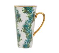 Palm Latte Mug,Ceramic Coffee Mug With Tropical Green Leaves Print,Stoneware Mug For Daily Use & Gifting