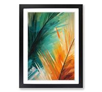 Palm Leaf Abstract Framed Print | A2 Black Framed Wall Art | Ready to Hang | Abstract Floral Picture | Living Room Bedroom Lounge Office