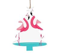 (Palm Leaf and Flamingos Couple) Wooden Christmas Ornaments Set Christmas Tree Shape Holiday Hanging Decorations for Xmas Tree Gift Wrapping, 6 PCS