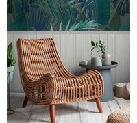 Palm Leaf And Wood Slats 2 In 1 Vinyl Wallpaper Green / Grey As Creation 39812-1