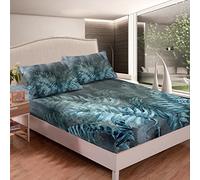 Palm Leaf Bed Sheet Set Tropical Leaves Botanical Nature Bedding Sheet for Kids Boys Girls Teens Retro Style Green Fitted Sheet Bed Cover 3Pcs King Size