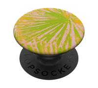 Palm Leaf Burst Lime Green and Pink Abstract Tropical PopSockets Adhesive PopGrip