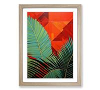 Palm Leaf Constructivism Framed Wall Art Print A2 Oak