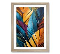 Palm Leaf Constructivism Framed Wall Art Print A2 Oak