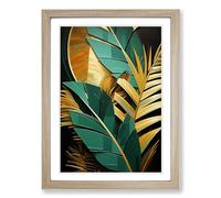 Palm Leaf Constructivism Framed Wall Art Print A2 Oak