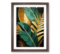 Palm Leaf Constructivism Framed Wall Art Print A2 Walnut