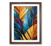 Palm Leaf Constructivism Framed Wall Art Print A2 Walnut