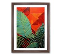 Palm Leaf Constructivism Framed Wall Art Print A2 Walnut