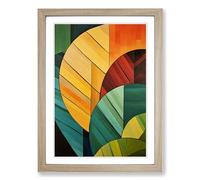 Palm Leaf Constructivism No.3 Framed Print | A2 Oak Framed Wall Art | Ready to Hang | Modern Floral Picture | Living Room Bedroom Lounge Office