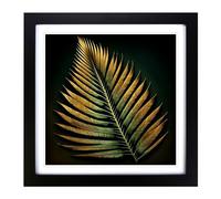 Palm Leaf Digital Art Framed Print | 18x18 Inch Black Framed Wall Art | Ready to Hang | Modern Floral Picture | Living Room Bedroom Lounge Office
