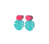 Palm Leaf Earrings for Women Boho Geometric Alloy Colourful Hollow Leaf Stud Earrings Statement Handmade Palm Leaves Dangle Earrings for Women Gifts Summer Beach Jewelry, Metal, metal