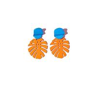 Palm Leaf Earrings for Women Boho Geometric Alloy Colourful Hollow Leaf Stud Earrings Statement Handmade Palm Leaves Dangle Earrings for Women Gifts Summer Beach Jewelry, Metal, metal