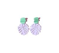 Palm Leaf Earrings for Women Boho Geometric Alloy Colourful Hollow Leaf Stud Earrings Statement Handmade Palm Leaves Dangle Earrings for Women Gifts Summer Beach Jewelry, Metal, metal