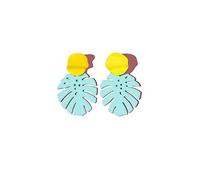 Palm Leaf Earrings for Women Boho Geometric Alloy Colourful Hollow Leaf Stud Earrings Statement Handmade Palm Leaves Dangle Earrings for Women Gifts Summer Beach Jewelry, Metal, metal