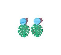 Palm Leaf Earrings for Women Boho Geometric Alloy Colourful Hollow Leaf Stud Earrings Statement Handmade Palm Leaves Dangle Earrings for Women Gifts Summer Beach Jewelry, Metal, metal