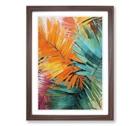 Palm Leaf Expressionism Framed Wall Art Print A2 Walnut