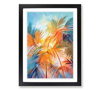 Palm Leaf Impressionism Framed Print | A2 Black Framed Wall Art | Ready to Hang | Impressionist Floral Picture | Living Room Bedroom Lounge Office