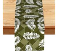 Palm Leaf Linen Look Table Runner 13x72-Wrinkle Resistant Farmhouse Style for Dining Table Decor