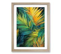 Palm Leaf Modern No.2 Framed Print | A2 Oak Framed Wall Art | Ready to Hang | Modern Floral Picture | Living Room Bedroom Lounge Office