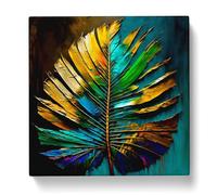 Palm Leaf Palette Knife Painting Canvas Print | Gallery Wrapped 30mm Frame Wall Art | 20x20 inches | Ready to Hang | Modern Floral Picture | Living Room Bedroom Lounge Office