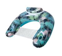 Palm Leaf Pool Float, Floating Pool Chair with 2 Drink Holders, Inflatable Water Hammock Made of PVC for Adults, Extra Large Swimming Raft as Sun Lounger & Party Furniture for Pool, Lake and Sea