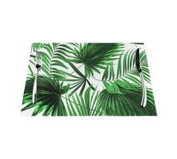 Palm Leaf Print, Set of 6 Washable PVC Table Mats Placemats For Dining Table Heat Resistant Tray Mats 30x45 cm