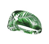 Palm Leaf Printed Running Headband Women, Foldable Adjustable Width, Non Slip for Workout Washing and Spa