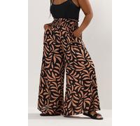 Palm Leaf Shirred Waist Trousers Yours Black 26-28
