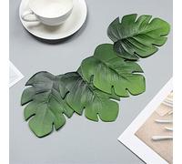 Palm Leaves Drink Coasters Set of 6, Hawaiian Decorative Home Accessories Coaster Set for Table Rustic Anti-Slip EVA Cup Coasters Gift Sets