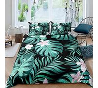 Palm Leaves Duvet Cover Set Tropical Leaves Plant Botanical Bedding Set for Kids Boys Girls Adults Green Plants Comforter Cover 2Pcs Breathable Microfiber Bedding with 2 Pillowcases Super King