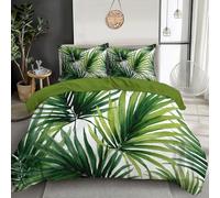 Palm Leaves Duvet Cover Tropical Plants Bedding Set King Soft Microfiber White Green Duvet Set 3D Bedding With Zipper Closure For Kids Teens Adults,230X220Cm