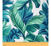 Palm Leaves Fabric by The Yard Watercolor Tropical Leaf Decor Fabrics for Sewing Supplies Teal Green Blue Natural Plants Fabric for DIY Upholstery and Home Accents 5 Yards,180" L x 59" W