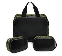 Palm Leaves Funny Sloth Makeup Bag for Women Men, Translucent Cosmetic Bag Wash Pouch Shower Bag 3 Pcs Travel Toiletry Toiletries Cosmetic Organizer