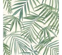 Palm Leaves Green White Wallpaper - Trendy Stylish Tropical Botanical Floral Realistic - Feature Wall