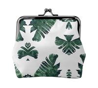 Palm Leaves Printing Coin Purse, Lightweight Minimalist Wallet For Music Festivals And Concerts, Black, One Size, Art Deco
