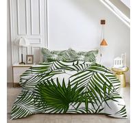 Palm Leaves Queen Duvet 10.5 Tog, Minimalist Microfiber Bedding Set, 1 Quilt 220x220cm and 2 Pillowcases 50x75cm, All Year Round Comforter for Cozy Nights X1282