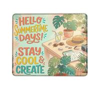 Palm Leaves Small Mouse Pad, Summer Tropical Sunglasses Hat Summer Teal Square Rubber Smooth Portable Travel Mousepad Accessories for Office Home Computer Laptop Square 8x10 Inch