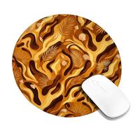 Palm Leaves Small Mouse Pad, Tropical Bohemian Shells Waves Summer Brown Round Rubber Non Slip Portable Cloth Mousepad Desk Accessories for Gaming Computer Laptop Round 8x8 Inch