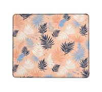 Palm Leaves Small Mouse Pad, Tropical Modern Fern Dots Summer Peach Square Rubber Smooth Aesthetic Mousepads for Desk Idea for Home Office Desk Laptop Gamers Gift Square 8x10 Inch