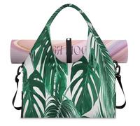Palm Leaves Sports Duffel Bag for Women Men Tropical Palm Weekend Overnight Bag with Shoe Compartment Shoulder Tote Luggage Bag for Yoga Gym Travel