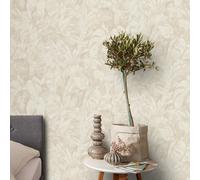 Play of Light Bold Tropical Palm Leaf Themed Lightly Textured Hardwearing Vinyl Wallpaper for Living Rooms Hallways Bedrooms Feature Walls Cream by Erismann 10416-02