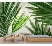 Palm Leaves Wallpaper, Tropical Leaves Large Mural, Botanical Mural Wallpaper for Bedroom, Palm Leaf Wall Mural - 390x260cm (Not Peel n' Stick)