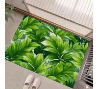 Palm Leaves Washable Door Mats Indoor, Tropical Plants Mat Absorbent Non-Slip Low Profile Doormat For Entrance, Inside, Kitchen, Front Back Door, Pets Dogs- 50 X 80 Cm, Green