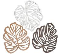 Palm Leaves Wood Wall Decor , 3Pcs Tropical Wall Art Jungle Decor, Wooden Natural Leaves Plant Wall Decor, Vintage Tropical Plant Plaque for Home Living Room Kitchen Bedroom Bathroom & Garden, Vintage